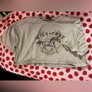 Tan graphic crop top